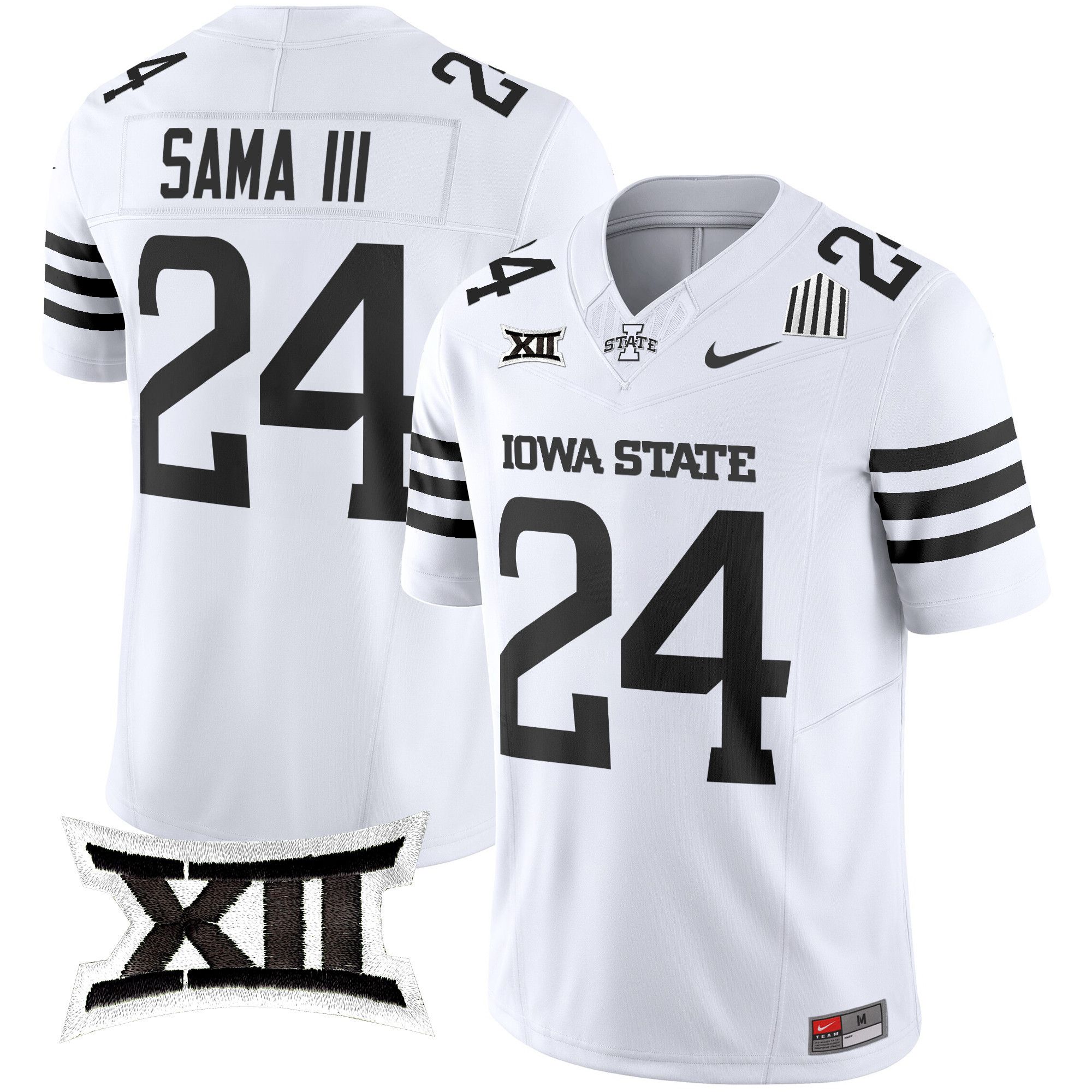 Men Iowa State Cyclones #24 Sama iii White Nike 2024 Vapor Limited NCAA Jersey style 1